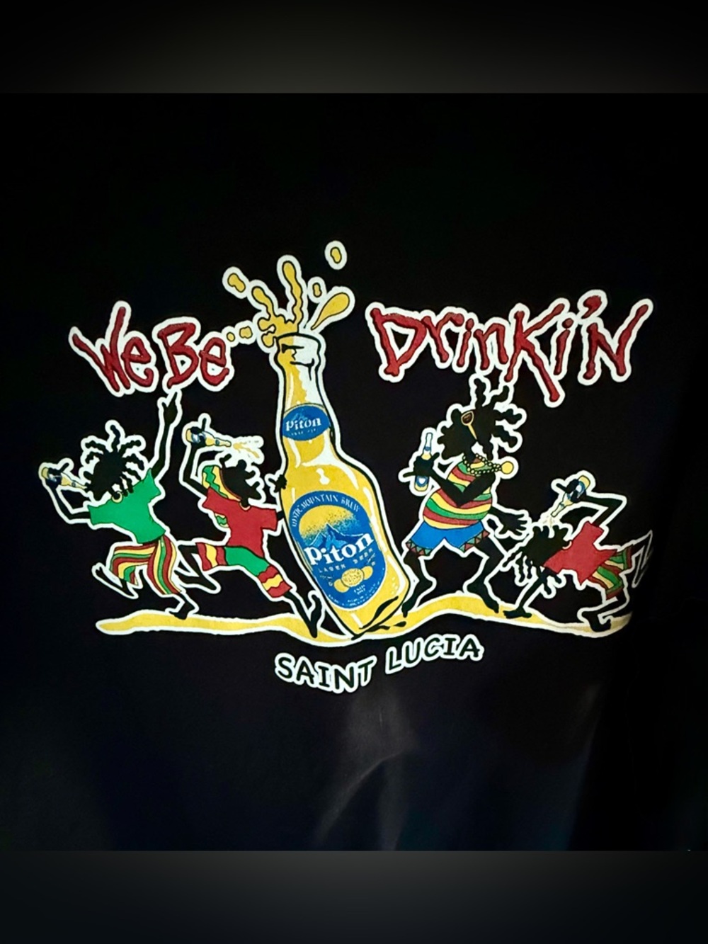 Vintage Y2K Graphic “We Be Drinkin'” Saint Lucia Piton Beer Tee (XXL/44)